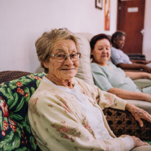 Portrait of an elderly woman in a nursing home