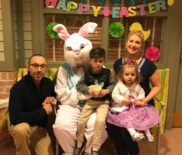 photo of Oswego family with the Easter Bunny