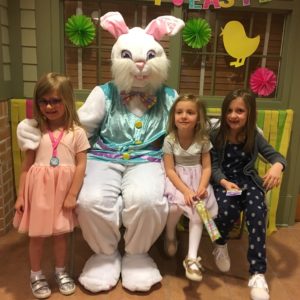 photo of three young girls with Easter Bunny